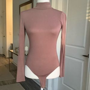 Tan mock neck body suit